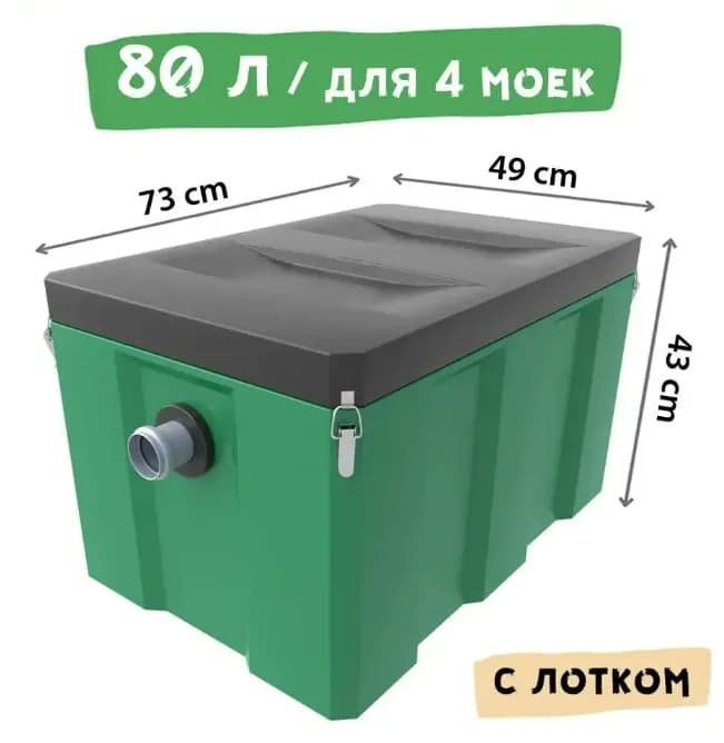 Жироуловитель Биофор Профи 1,0-80 — объём 80 литров, габариты 73 × 49 × 43 см